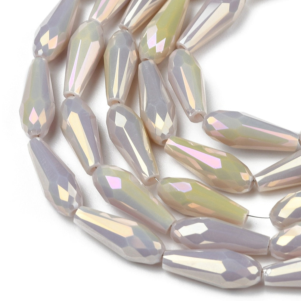 Facetterade droppar - Teardrop Rosybrown Rainbow, 15x6mm, 1 styck