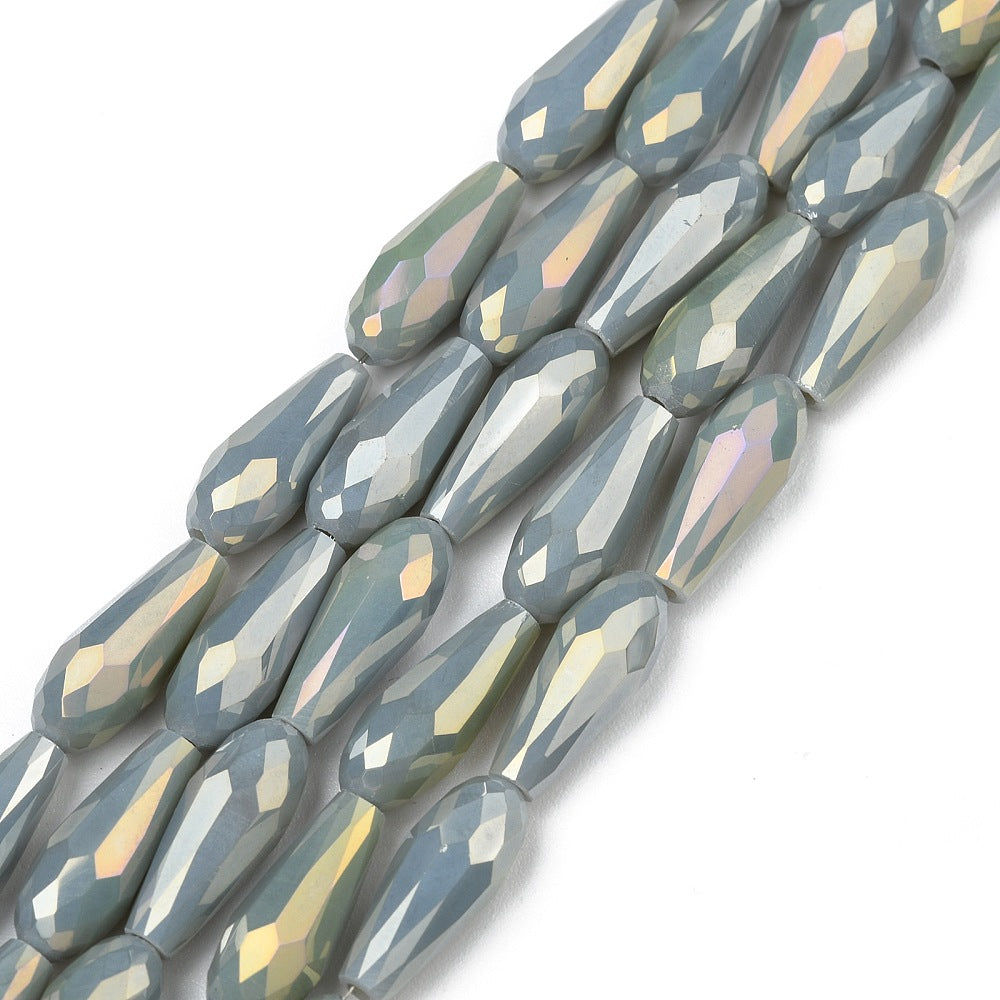 Facetterade droppar - Teardrop Grey Rainbow, 15x6mm, 1 styck