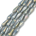 Facetterade droppar - Teardrop Grey Rainbow, 15x6mm, 1 styck