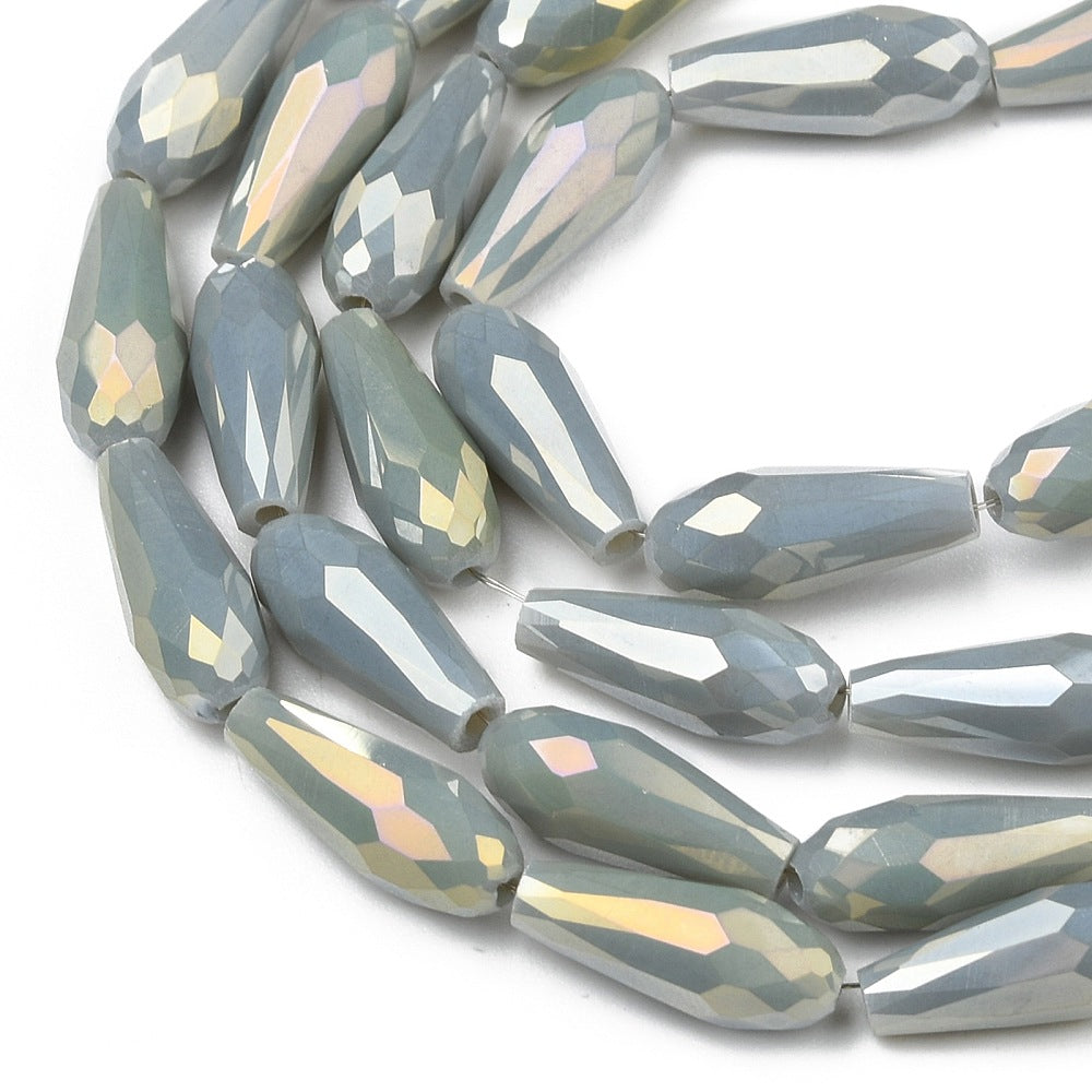 Facetterade droppar - Teardrop Grey Rainbow, 15x6mm, 1 styck