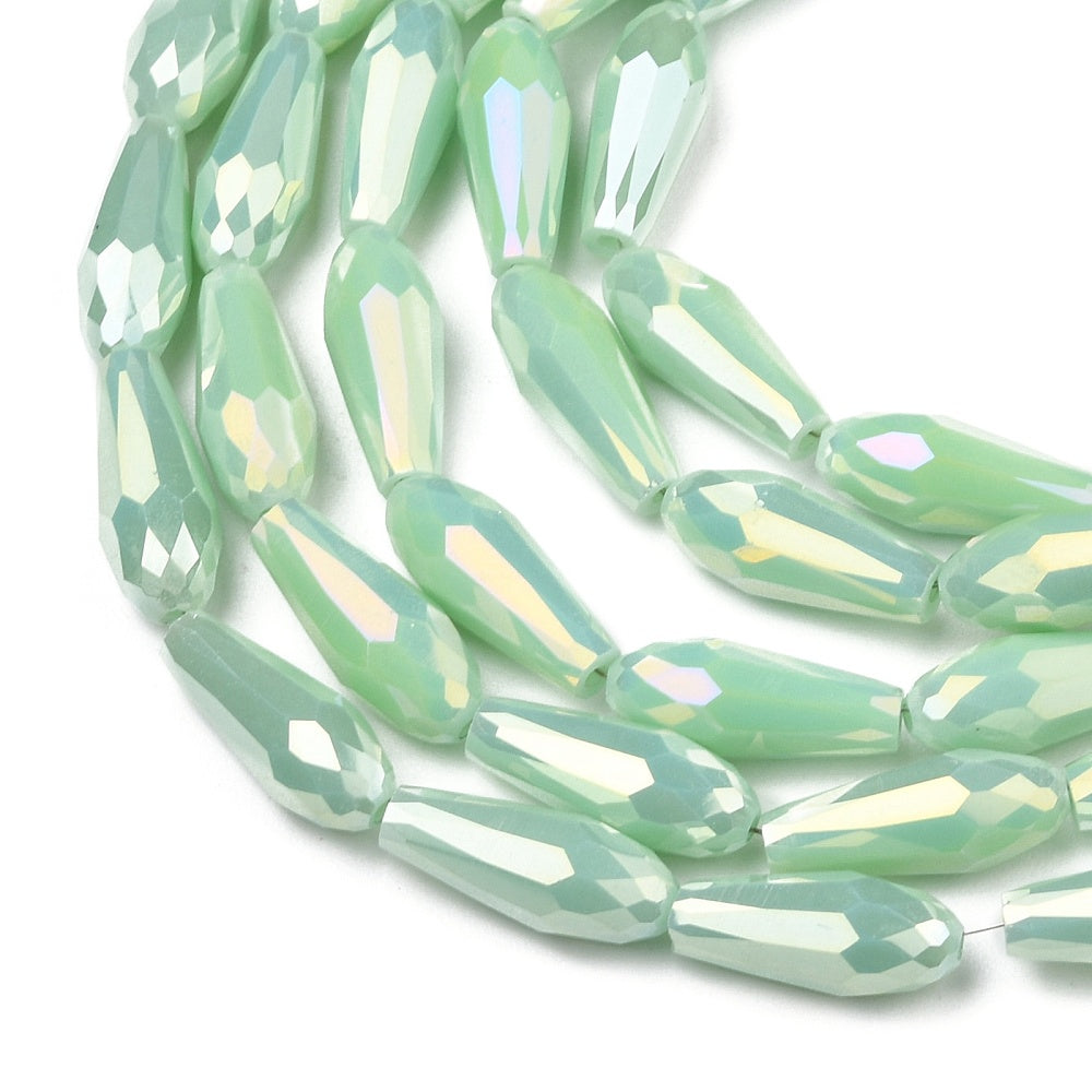 Facetterade droppar - Teardrop Medium Aquamarine Rainbow, 15x6mm, 1 styck