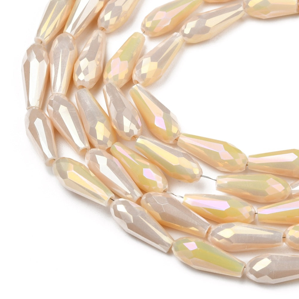 Facetterade droppar - Teardrop Wheat Rainbow, 15x6mm, 1 styck
