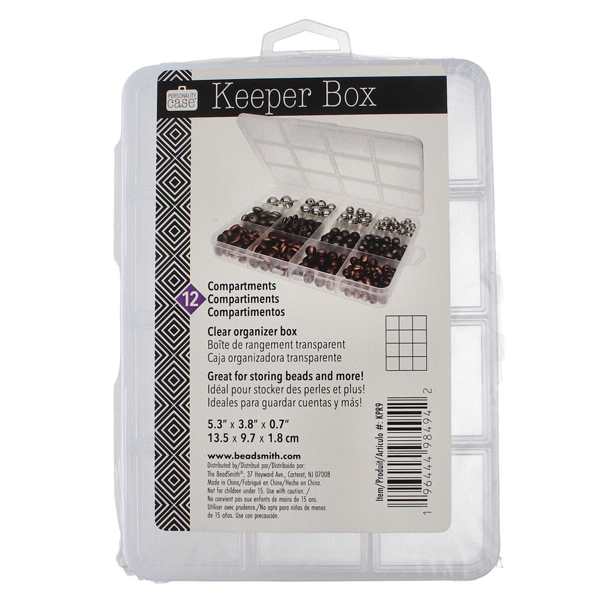 Bead Storage - Keeper Box 12 small compartments 1 piece