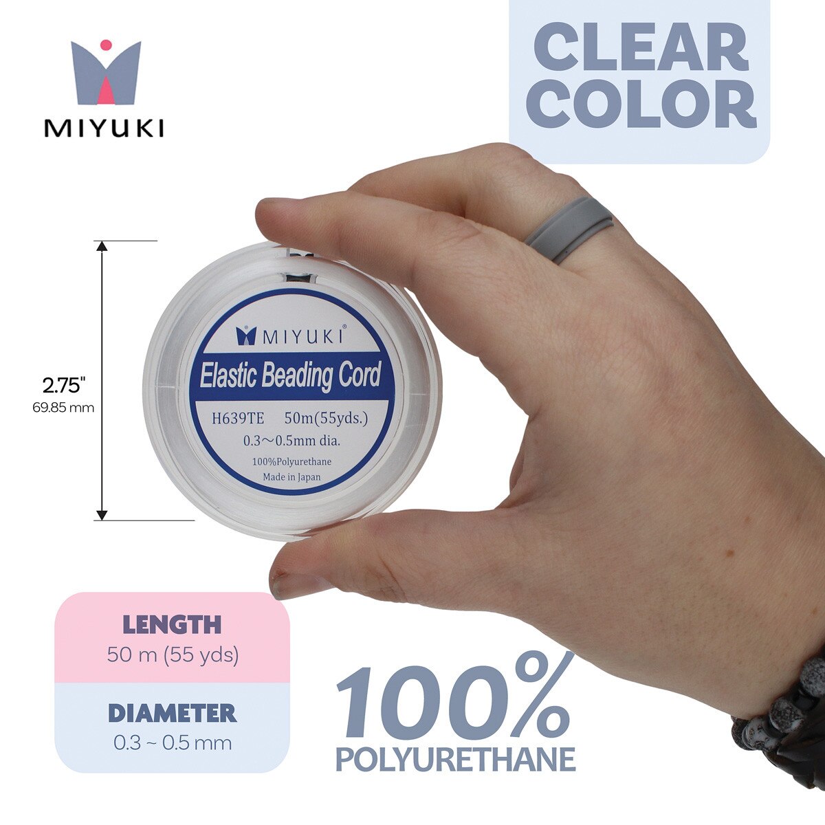 Miyuki Elastisk Beading Tråd Klar 0,5mm - 50m