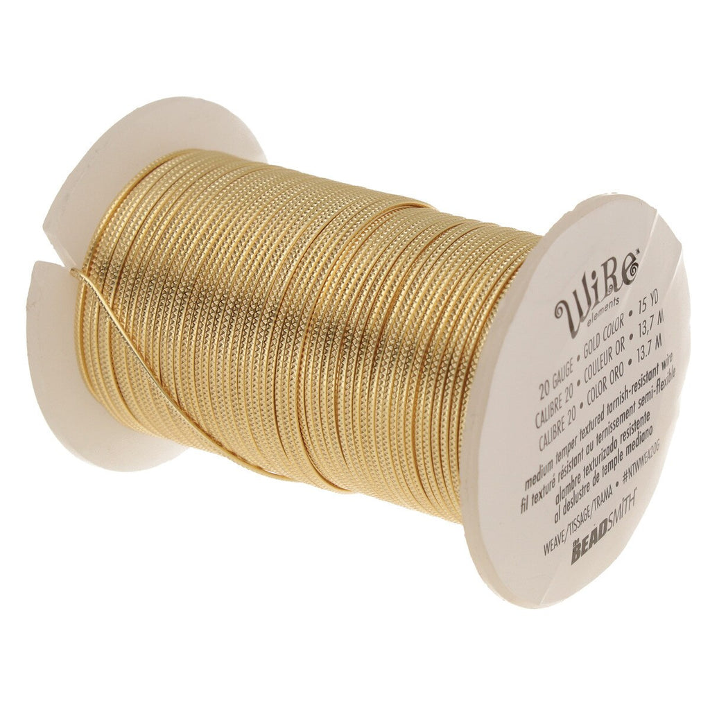 Wire Elements 20 Ga - Guldfärgad halvrund Weave Non Tarnish, 15 yards