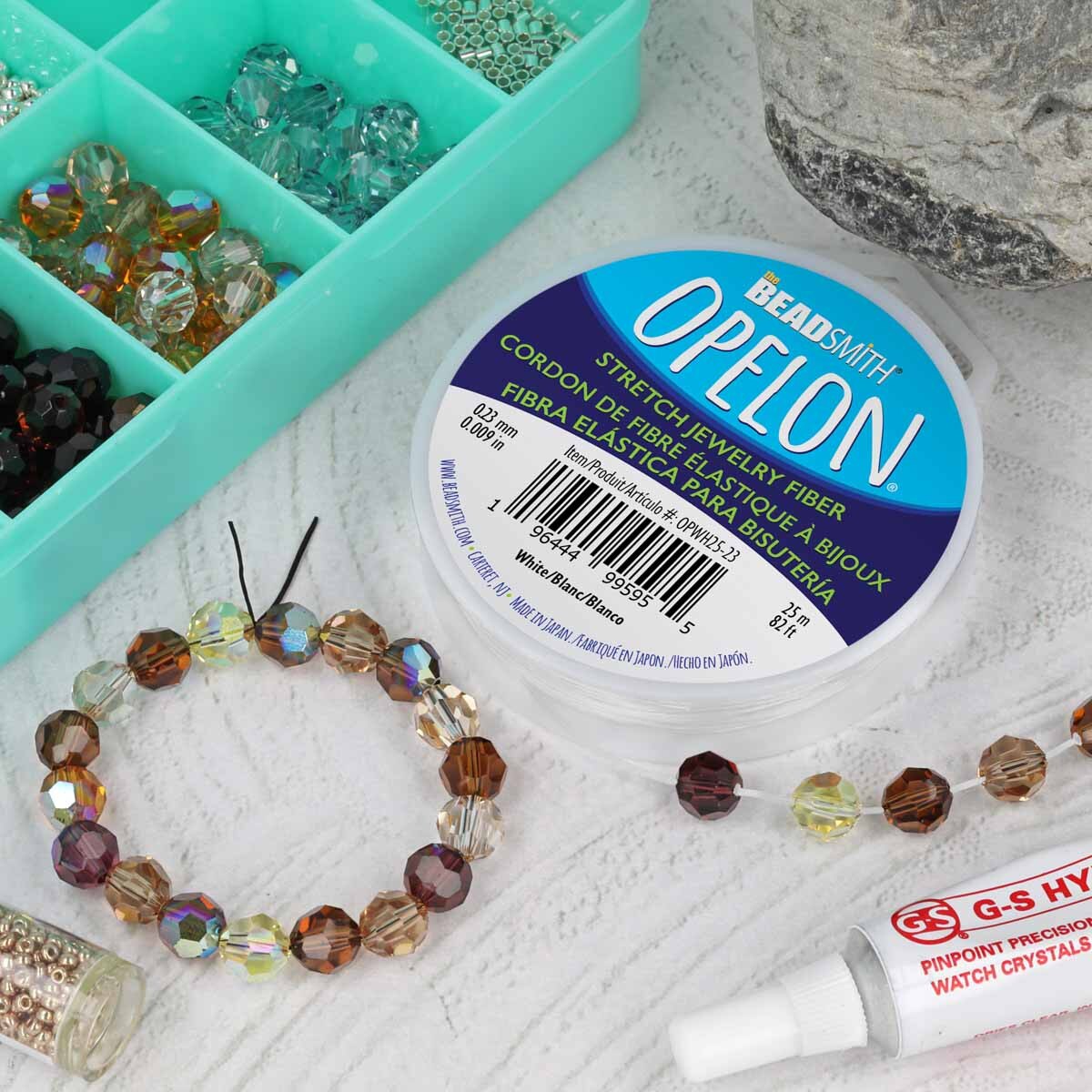 Opelon Elastisk Tråd - Vit 0,23mm, 1 Rulle