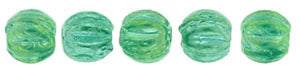 Tjeckiska Melon Round - Iris Alabaster Malachite Green 3mm 50-pack