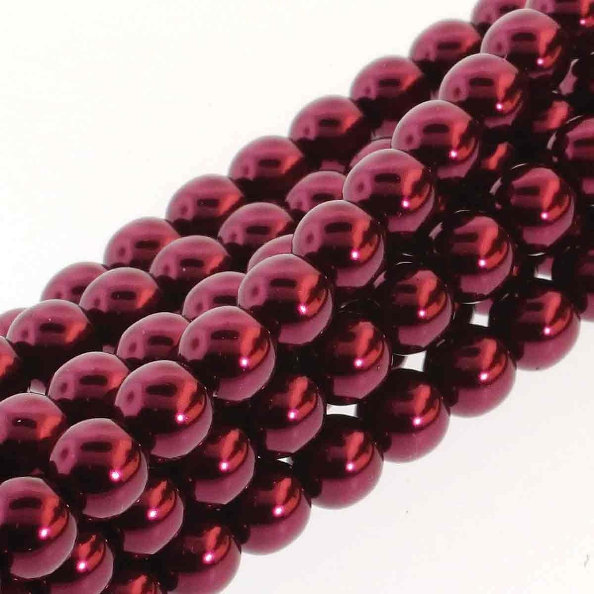 Tjeckiska Vaxade Glaspärlor - Burgundy 3mm, 1 sträng Hilmas Pyssel