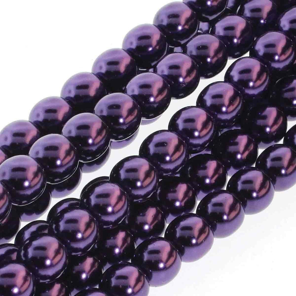 Tjeckiska Vaxade Glaspärlor - Purple 3mm, 1 sträng Hilmas Pyssel