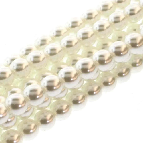 Tjeckiska vaxade glaspärlor - White 3mm, 1 sträng Hilmas Pyssel