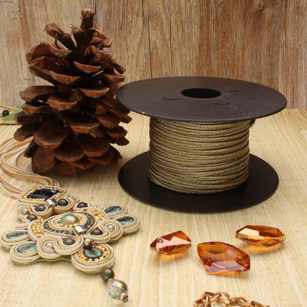 Italienskt Soutache band - Dark Gold Metallic 1 m