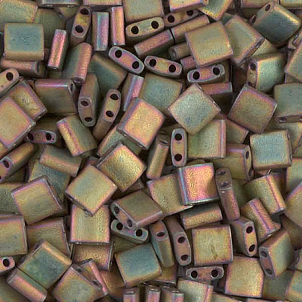 Miyuki Tila - Matte Metallic Khaki Iris 5mm 5gram Miyuki