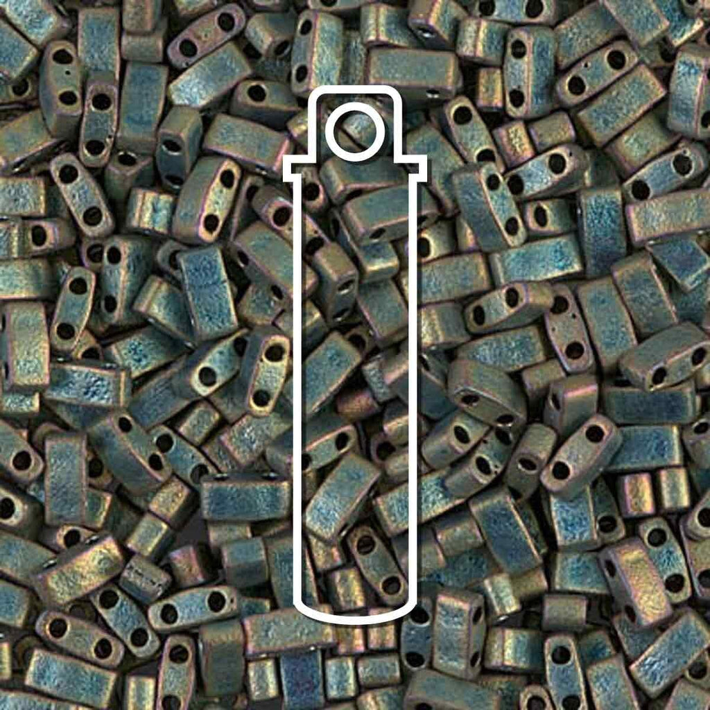 Miyuki Half Tila - Matte Metallic Green Iris 5x2,5mm, 7,8 gram Miyuki