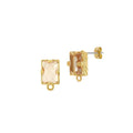 Örstickare Guldfärgad - Rektangulär glas sten Peach 6x8mm, 2-Pack Grekisk Metall