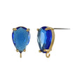 Örstickare Guldfärgad - Droppe glas sten Blå 11x14mm, 2-Pack Grekisk Metall