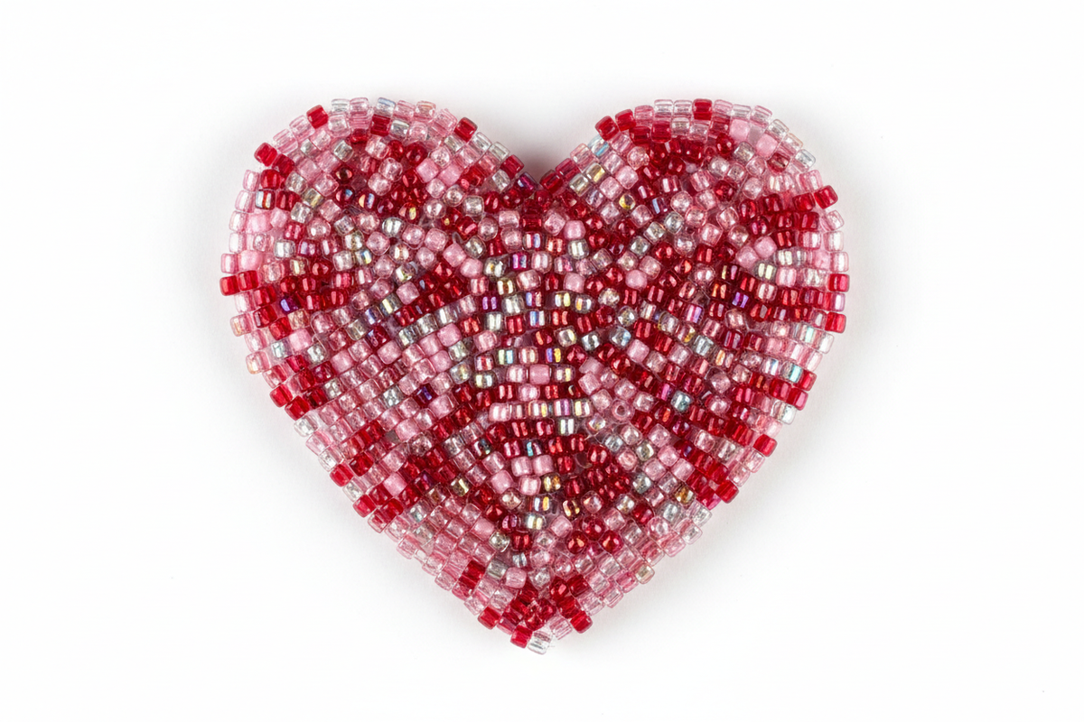 hjärta gjort av seedbeads