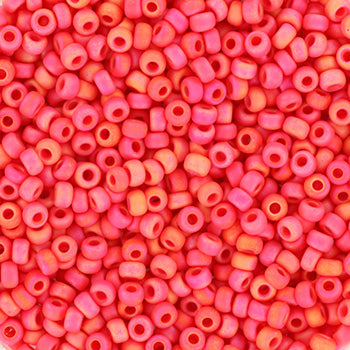 Miyuki Seed Beads - Opaque Matte AB Vermillion Red  11/0, 10 gram