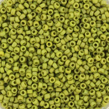 Miyuki Seed beads - Opaque Glazed Frosted Rainbow Olive 15/0, 10 gram Miyuki
