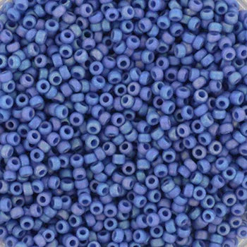 Miyuki Seed beads - Opaque Glazed Frosted Rainbow Soft blue 15/0, 10 gram Miyuki