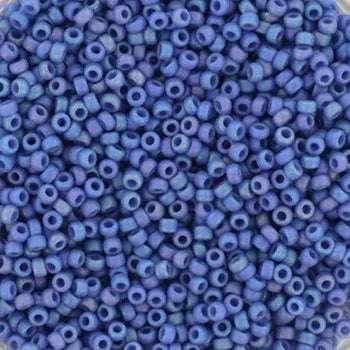 Miyuki Seed beads - Opaque Glazed Frosted Rainbow Soft blue 15/0, 10 gram Miyuki
