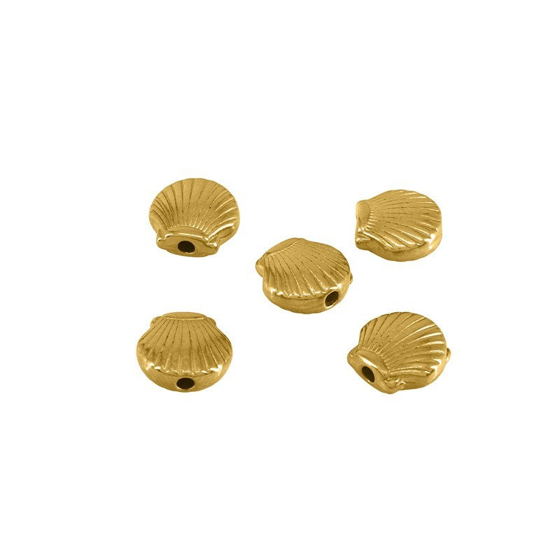 Mellandel Rostfrittstål - 24K guldpläterad Snäcka 9x9,5mm,1 styck Grekisk Metall