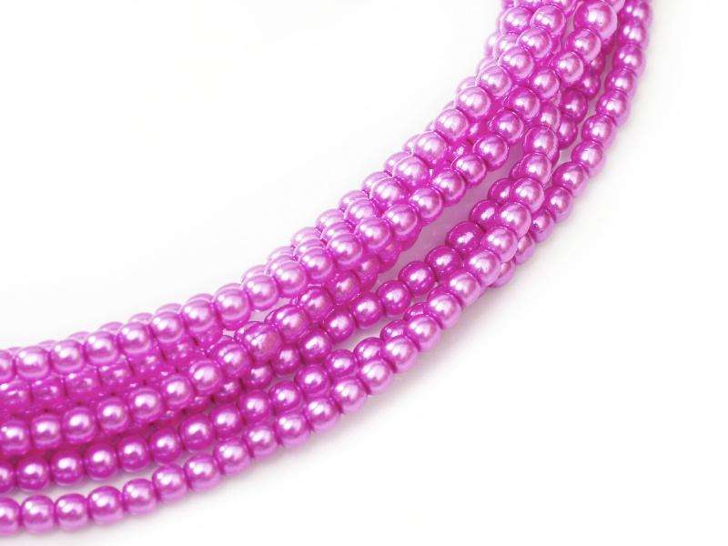 Tjeckiska vaxade glaspärlor - Shiny Hot Pink 8mm, 1 sträng