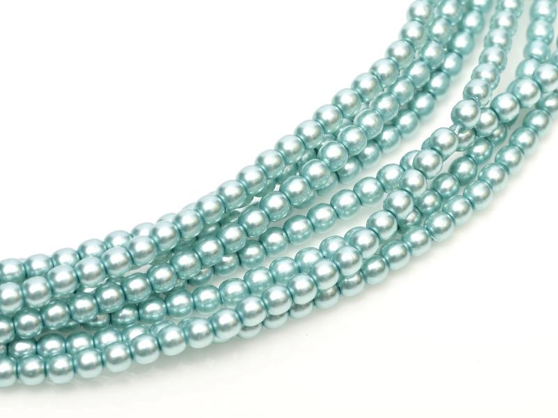 Tjeckiska vaxade glaspärlor - Shiny Celeste 6 mm, 1 sträng