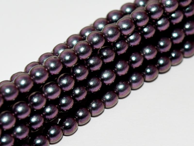 Tjeckiska vaxade glaspärlor - Polychrome Deep Purple 8 mm, 1 sträng