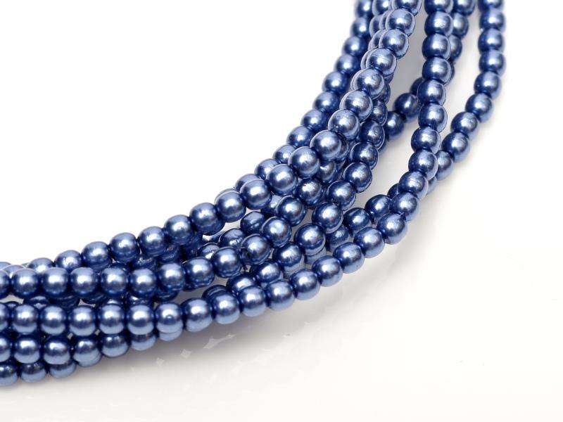 Tjeckiska Vaxade Glaspärlor - Shiny Persian Blue 8mm, 1 sträng
