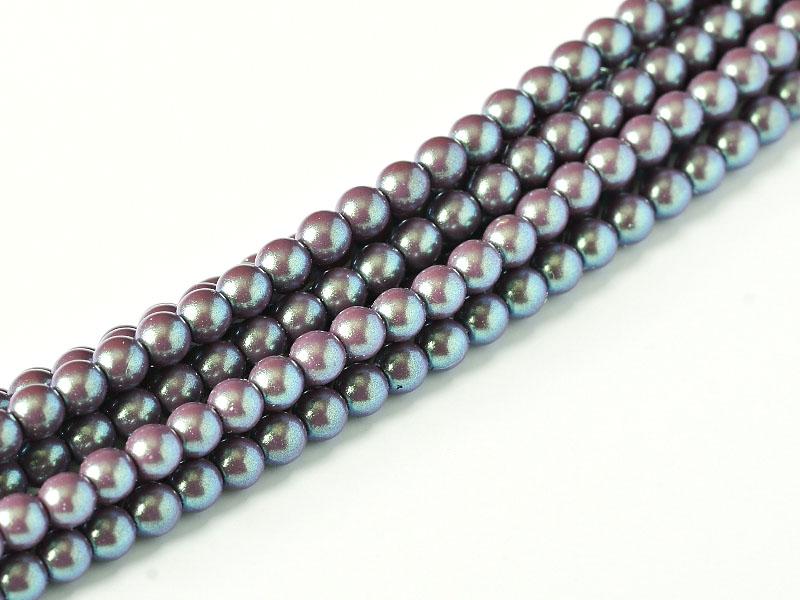 Tjeckiska Pearl Shell - Plum 3mm, 1 sträng