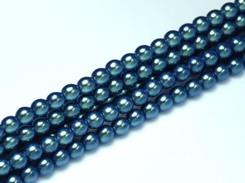 Tjeckiska Pearl Shell - Dusk Blue 3mm, 1 sträng