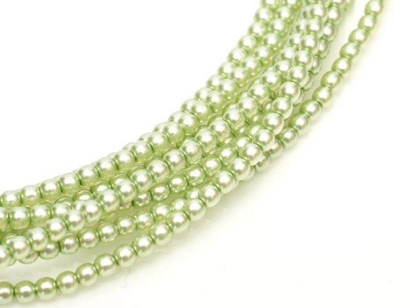 Tjeckiska vaxade glaspärlor - Shiny Creme Mint 8mm, 1 sträng