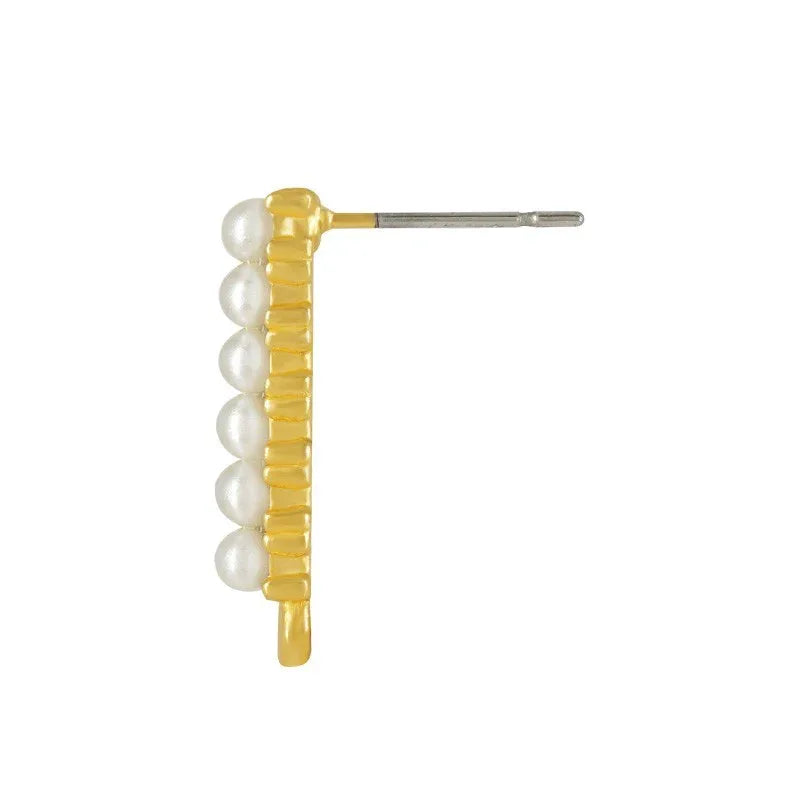 Örstickare Guldfärgad - Rak med pärlor 5x19mm, 2-Pack Grekisk Metall