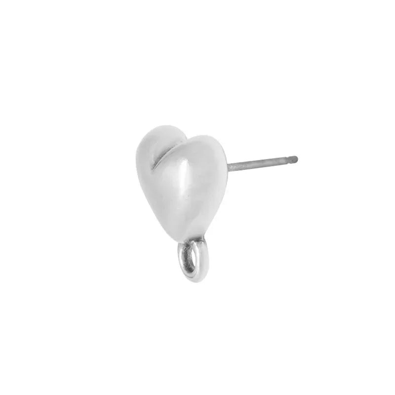 Örstickare Silverpläterad - Bulligt hjärta 10mm, 2-Pack Grekisk Metall