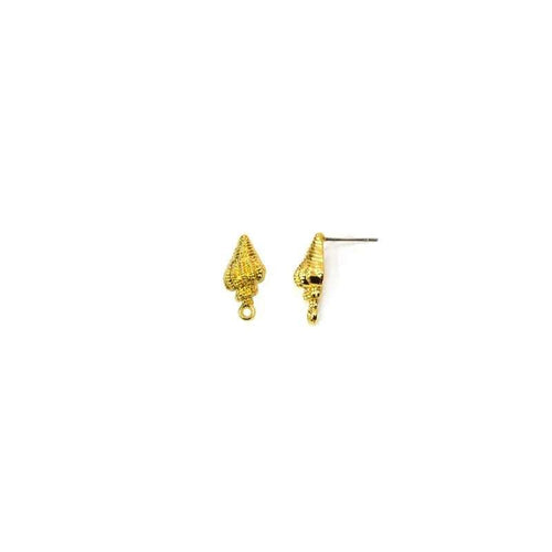 Örstickare Guldfärgad - Snäcka 8x15mm, 2-Pack Grekisk Metall