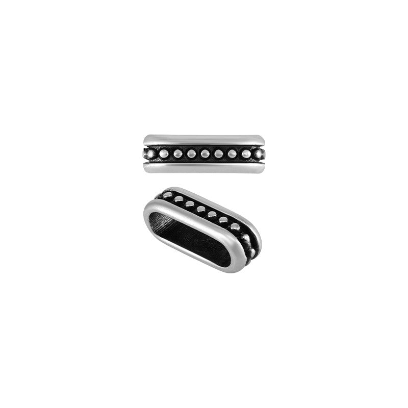 Slider silverpläterad - Rektangel med prickar 5x14mm, 1 styck